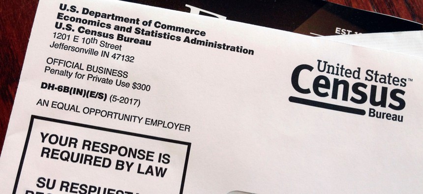 An envelope containing a 2018 census letter mailed to a U.S. resident as part of the nation's only test run of the 2020 Census. 