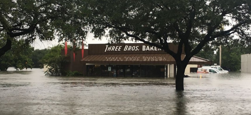 Three Brothers Bakery in Houston, Texas, after flooding from Hurricane Harvey.