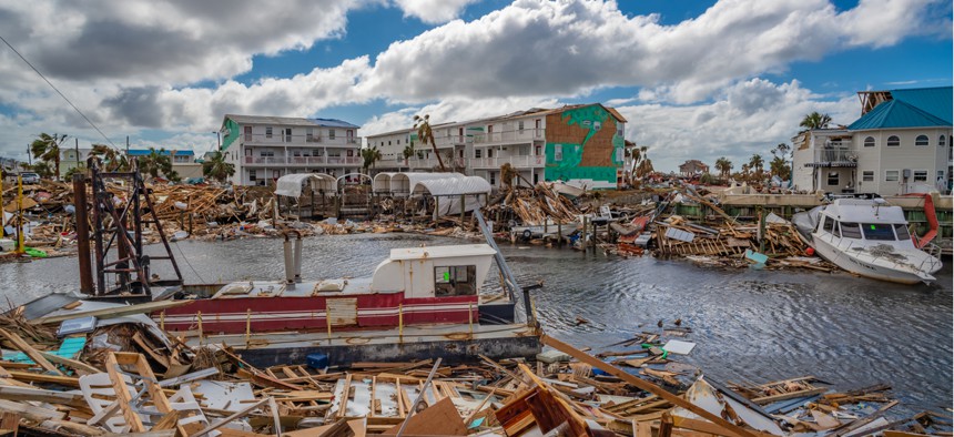 Destruction in the Florida panhandle following Hurricane Michael in 2018.
