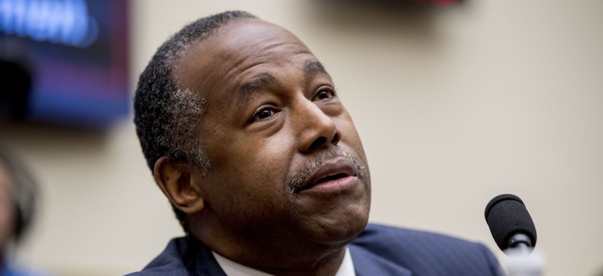 Housing and Urban Development Secretary Ben Carson testifies at a House Financial Services Committee oversight hearing on Capitol Hill in Washington on May 21, 2019.
