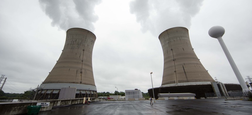 Cooling towers at the Three Mile Island nuclear power plant in Middletown, Pa., Monday, May 22, 2017.