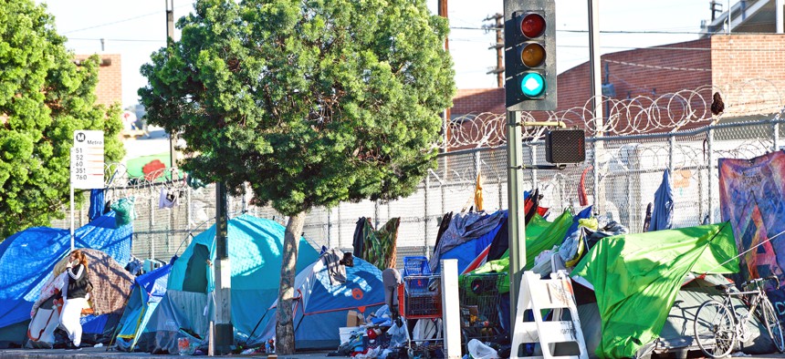 A homeless encampment in Los Angeles.