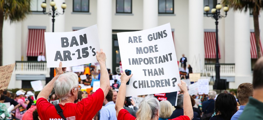 A 2018 protest in Florida following the Parkland shooting.