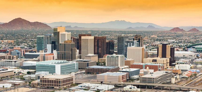A view of Phoenix, where voters in an Aug. 27, 2019 election rejected a ballot measure that would have capped city spending and pushed money toward the city's pension system.