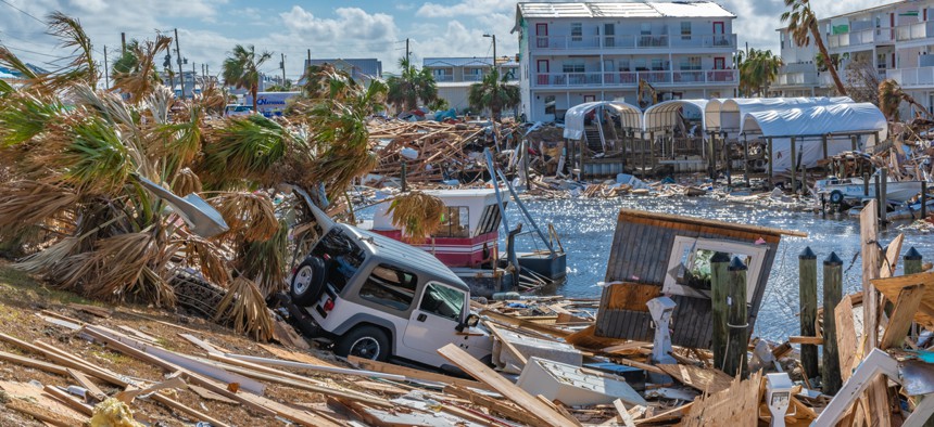 Mexico Beach in Florida, 16 days after Hurricane Michael hit in October 2018.