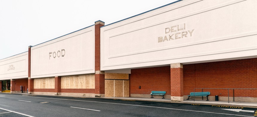 An abandoned grocery store.