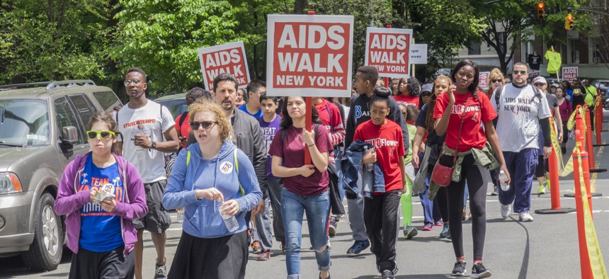 Participants in the New York AIDS walk in 2014.