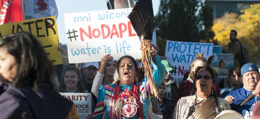 A protest against the Dakota Access Pipeline in 2016.