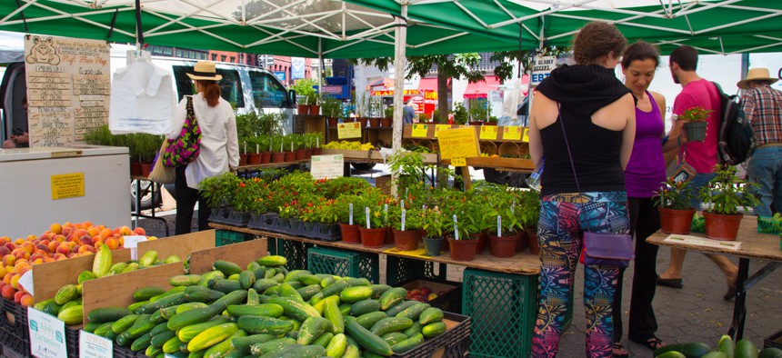 The farmer's market in Union Square has over 140 local vendors during its peak season.