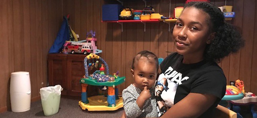 Taelyn, a 20-year-old single mother in Fairfax County, Virginia, says she became homeless shortly after she had her baby.
