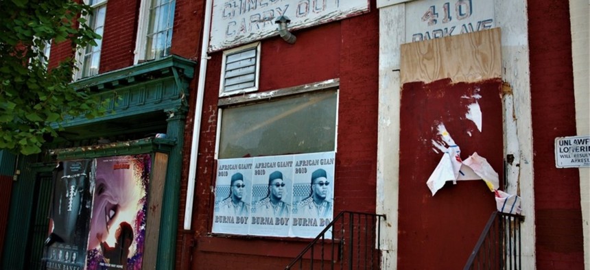 Park Avenue in Baltimore's historic Chinatown was largely abandoned, but has recently become home to Ethiopian businesses that now fear being pushed out as developers move in. 