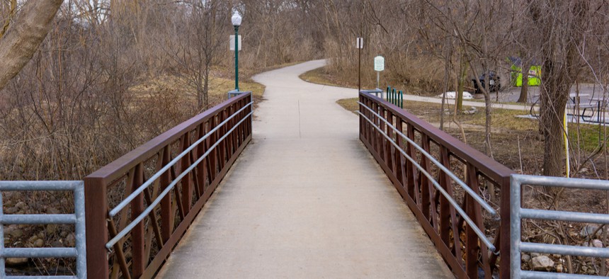 Bridge over the Paint Creek in Rochester, Michigan, which is part of Oakland County.