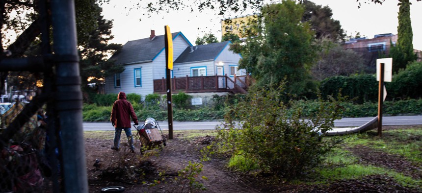Every other week, Norm Ciha and his homeless neighbors temporarily relocate their camp from land alongside a freeway off-ramp in Oakland, Calif., to a nearby vacant lot, until state cleanup crews have come and gone. They call it “the Caltrans Shuffle.”