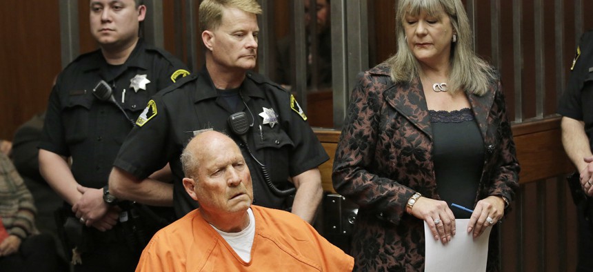 Joseph James DeAngelo, 72, who authorities suspect is the "Golden State Killer." They said they used a genetic genealogy website to connect some crime-scene DNA to DeAngelo.  