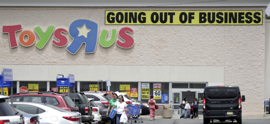 A Toys 'R' Us store in Totowa, NJ, having a closing sale in June 2018.