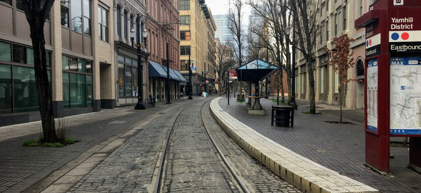 Portland's streets are empty.