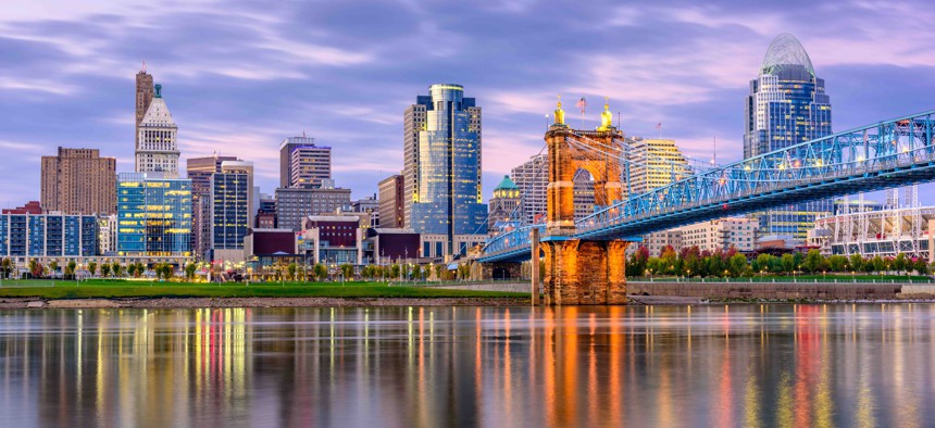 The skyline in Cincinnati, Ohio where city officials this week announced that hundreds of municipal workers would be placed on unpaid leave due to the coronavirus crisis.