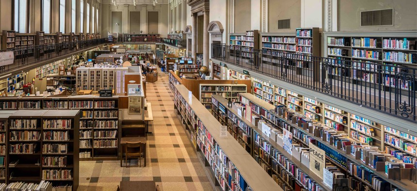 Inside a branch of the Philadelphia library before the coronavirus pandemic.