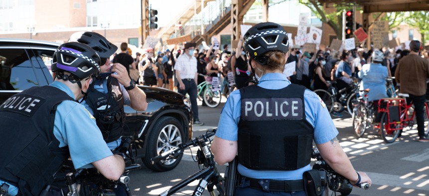 Chicago police at a recent protest. The Illinois Attorney General has called for a state licensing system that would make it easier to decertify police who engage in misconduct.