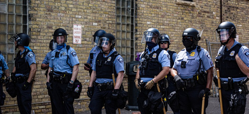 Minneapolis police at a recent protest.