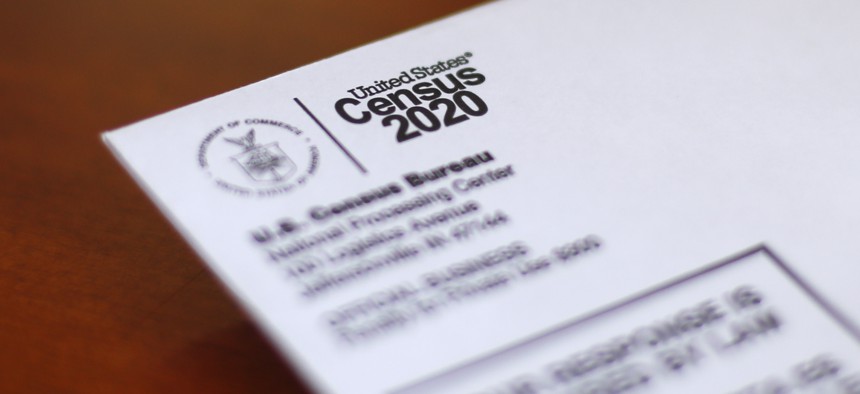An envelope containing a 2020 census letter mailed to a U.S. resident is shown in Detroit, Sunday, April 5, 2020. 