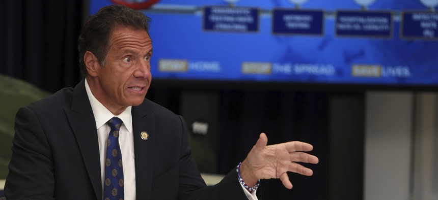 New York State Governor Andrew Cuomo at his coronavirus news conference on July 6, 2020.