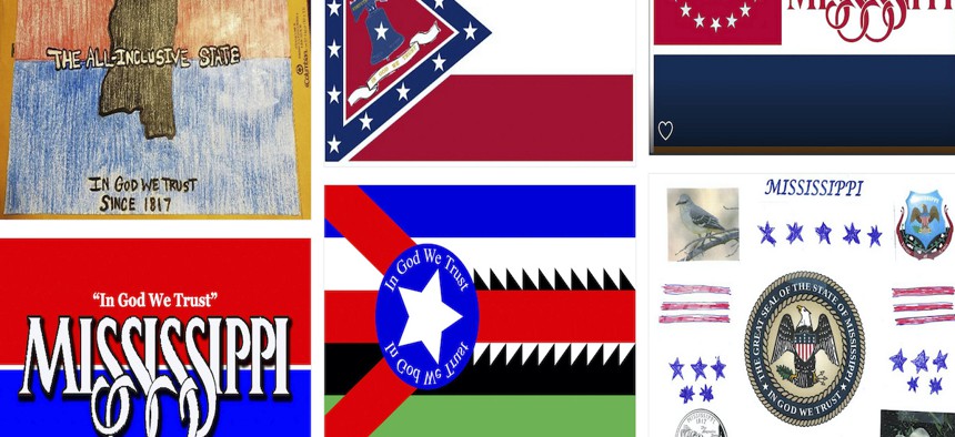 The state received more than 2,000 proposals for its new flag from the public, with design elements ranging from magnolias and stars to a teddy bear and Kermit the frog.