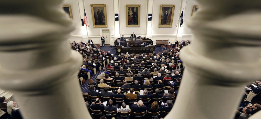 The New Hampshire House of Representatives, pictured here in 2017, flipped to Republican control in the 2020 elections.