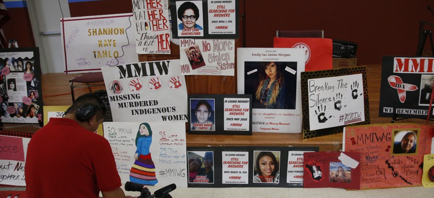 A memorial for missing and murdered Indigenous women in Concho, Oklahoma.