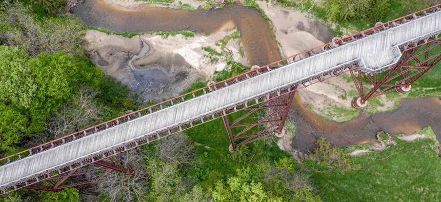 A bridge over a creek along Nebraska's Cowboy Trail.