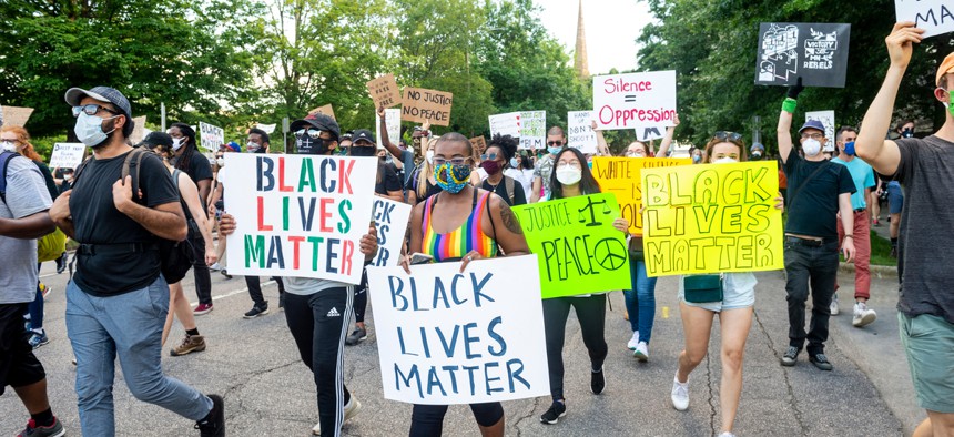 Protesters in Raleigh, North Carolina in May 2020.