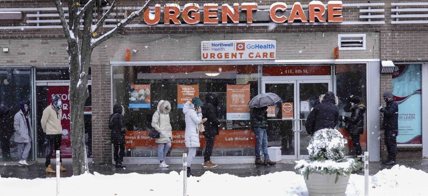 People line up outside a medical clinic for Covid-19 testing on Dec. 17, 2020 in New York City.
