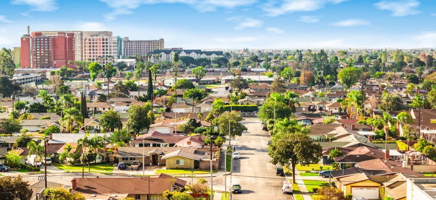 A neighborhood in Anaheim in Orange County, California.