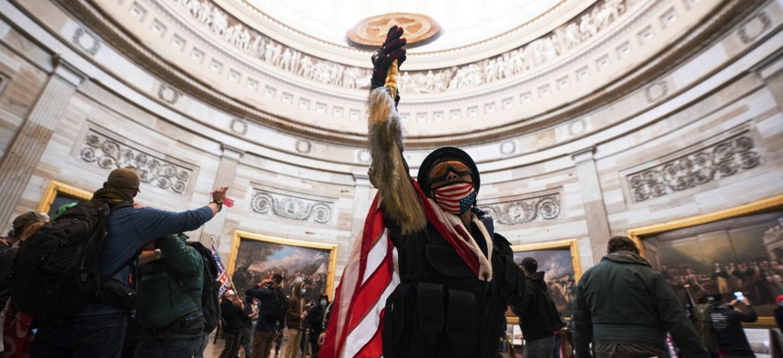 A rioter inside the U.S. Capitol on Jan. 6 2021.