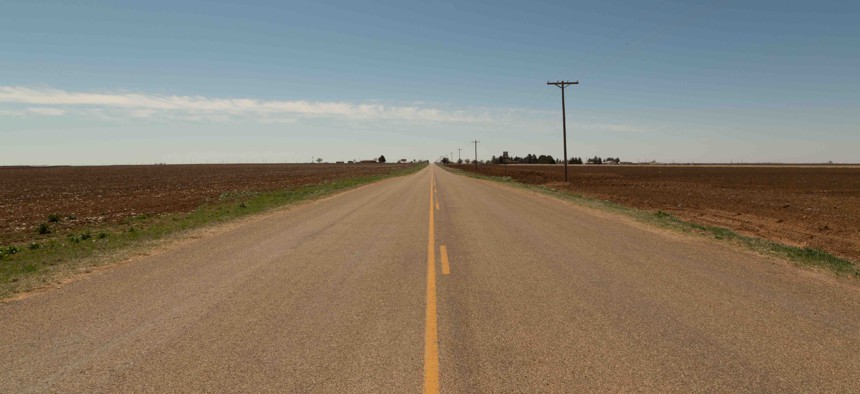 A rural stretch of highway in Texas.
