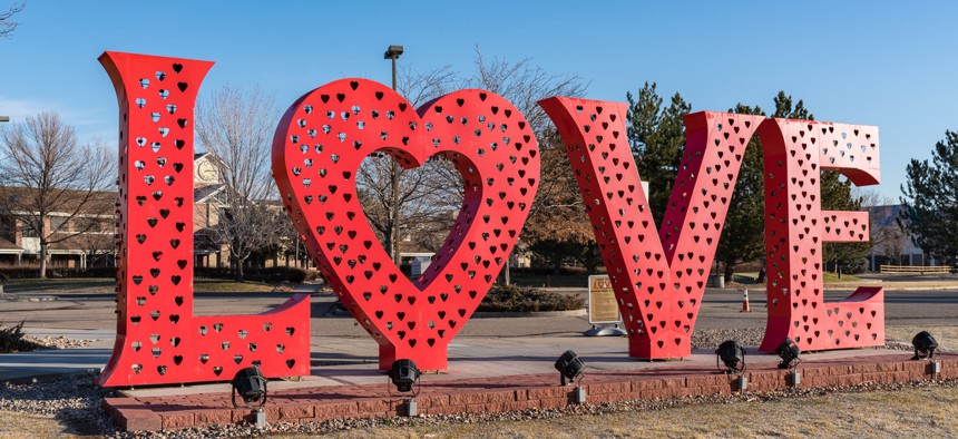 In Loveland, Colorado, love is all around—including in front of the Chamber of Commerce, the site of the love lock sculpture.