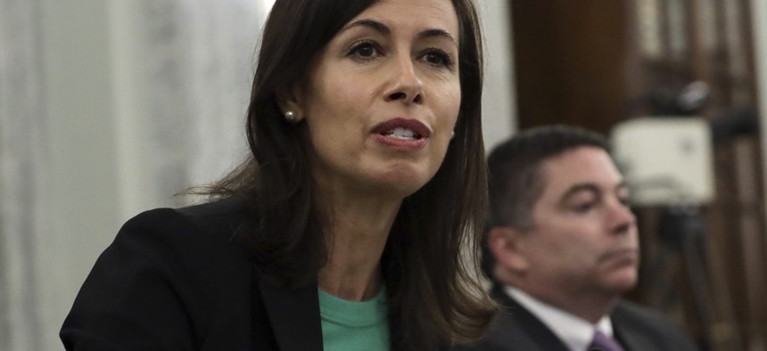 Jessica Rosenworcel answers a question during a Senate Commerce, Science, and Transportation committee hearing to examine the Federal Communications Commission on Capitol Hill in Washington, Wednesday, June 24, 2020.