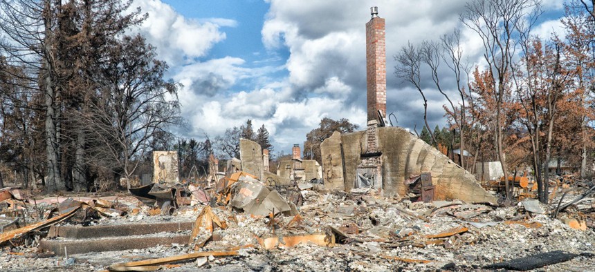 Santa Rosa, California homes burned in fire.                    