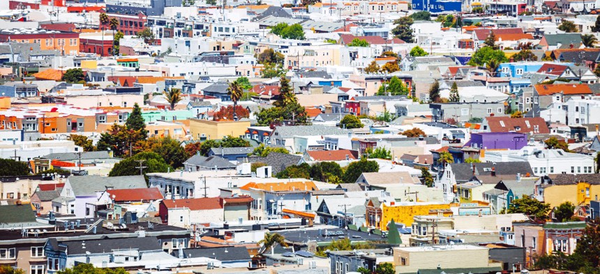 Aerial view to the city. San Francisco, California, USA.                     