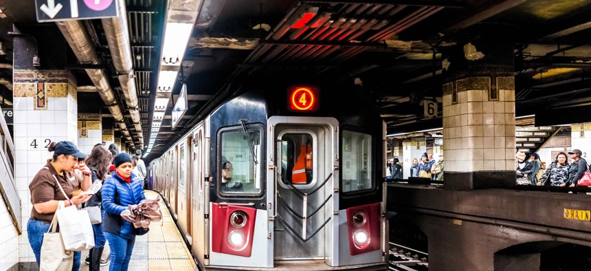 New York City subway platform.                          