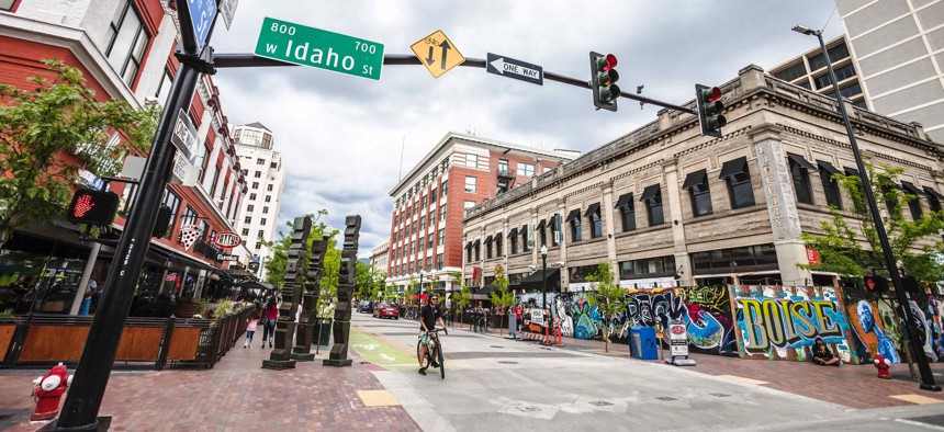 A view of a downtown street in Boise, Idaho, where rental costs are on the rise.
