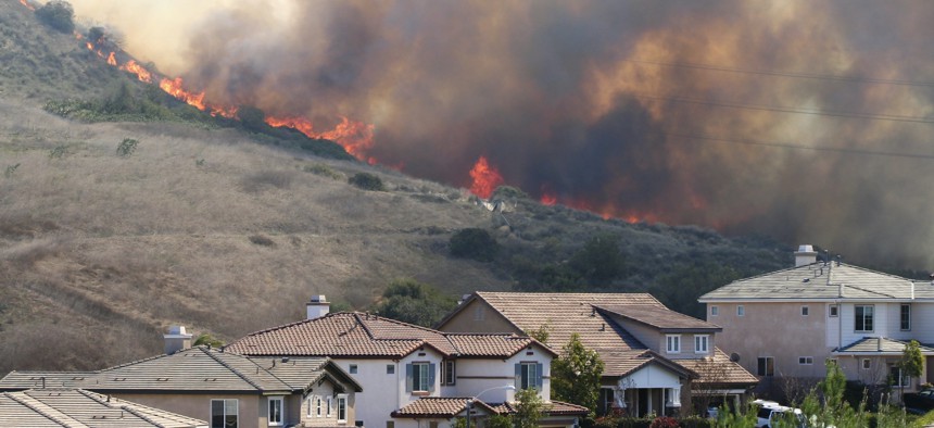 Southern California wildfire near homes.. 