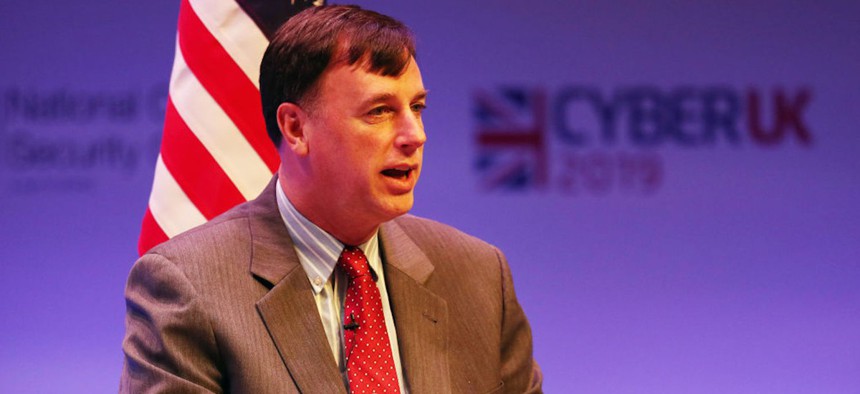 ob Joyce (US Homeland Security Advisor) during a Five Eyes session: International Panel Discussion on Global Cyber Issues during CYBERUK held at the Scottish Event Campus in Glasgow
