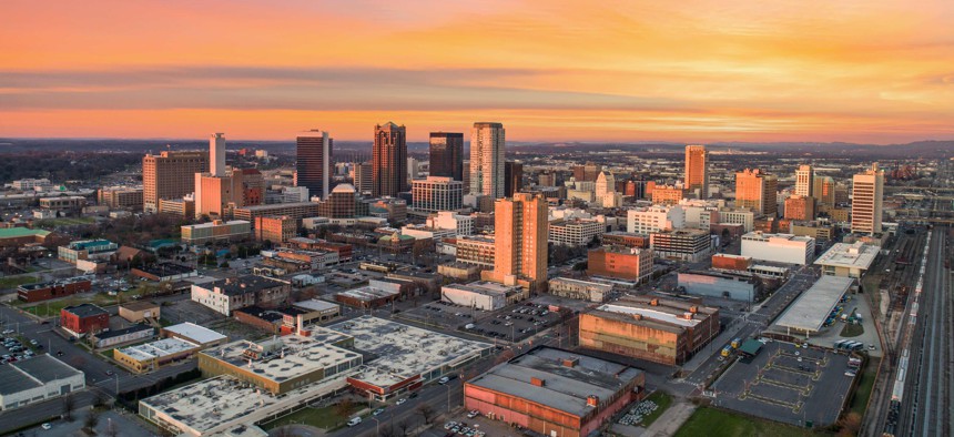 The skyline of Birmingham, Alabama. The city was an early mover with the Opportunity Zones program. It's possible cities could use similar strategies as they tap newly available federal aid.