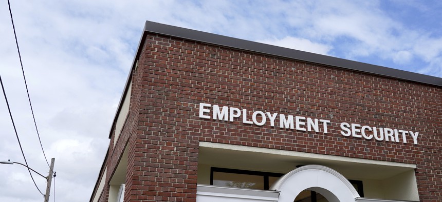 A New Hampshire Works employment security job center is seen Monday, May 10, 2021, in Manchester, N.H.