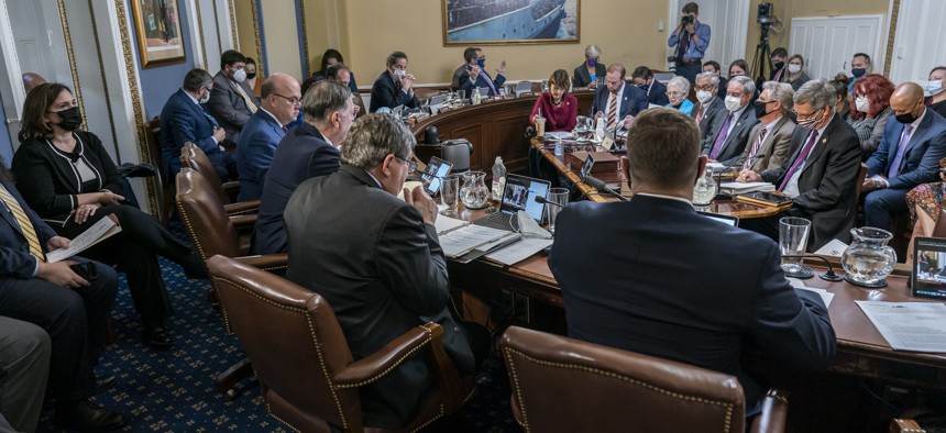 The House Rules Committee begins work on President Joe Biden's sweeping domestic agenda, the Build Back Better Act, at the Capitol in Washington, Wednesday, Nov. 3, 2021.
