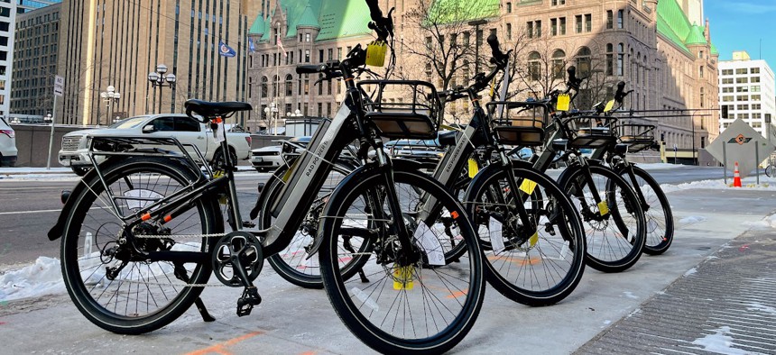 The e-bikes a Minneapolis city agency recently added to its fleet to help employees get around. 