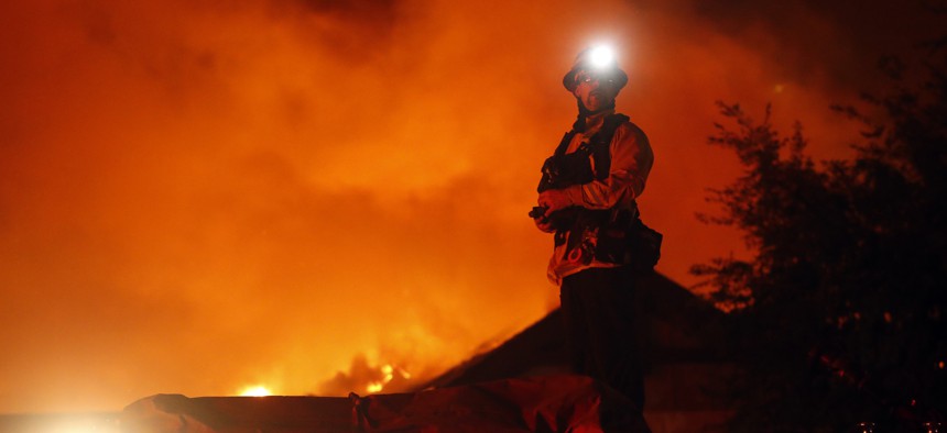 A wildfire burns in Santa Rosa, California in September 2020.