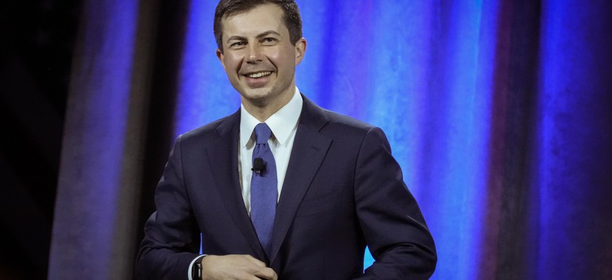 U.S. Secretary of Transportation Pete Buttigieg speaks at the National League of Cities Congressional City Conference on March 14, 2022 in Washington, D.C. 
