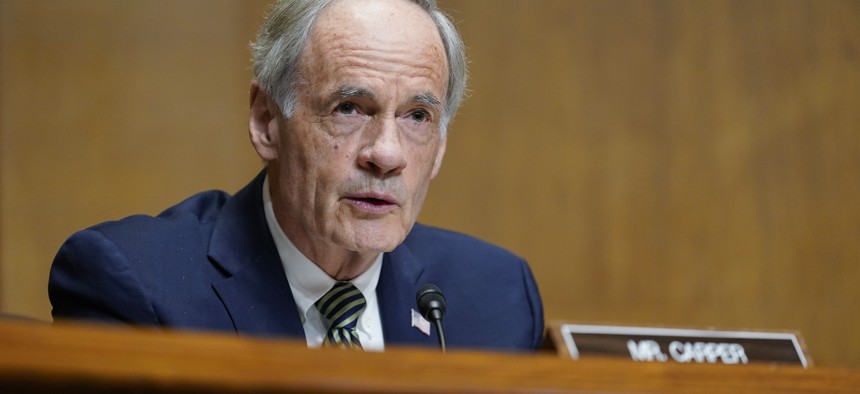 Sen. Tom Carper, (D-DE), seen here during a hearing in 2021, is supportive of sending more money to states for water projects.